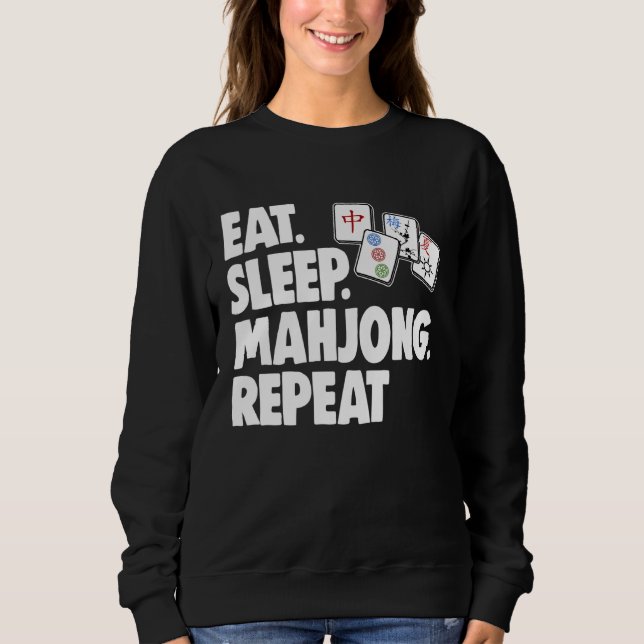 Sudadera Comer Dormir Mahjong Repea Mujeres Juego (Anverso)