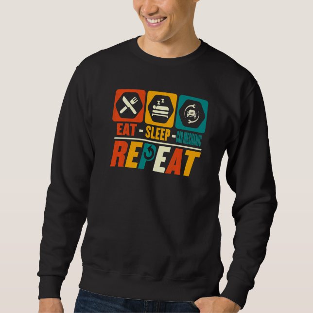 Sudadera Comer Dormir Mecánico de Automóviles Repetir  Técn (Anverso)