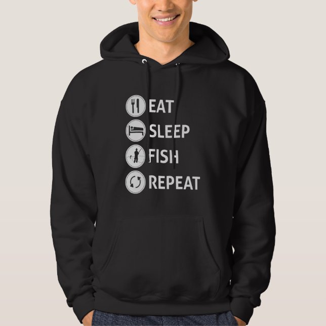 Sudadera Comer Dormir Pescar Repetir Cita (Anverso)