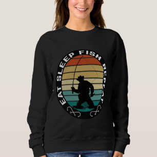 Sudadera Comer Dormir Pescar Repetir Pescador Vintage Atard