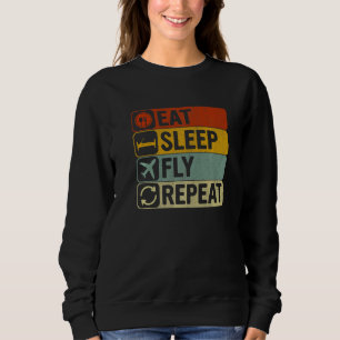 Sudadera Comer Dormir Volar Repetir Retro 60s 70s Volando