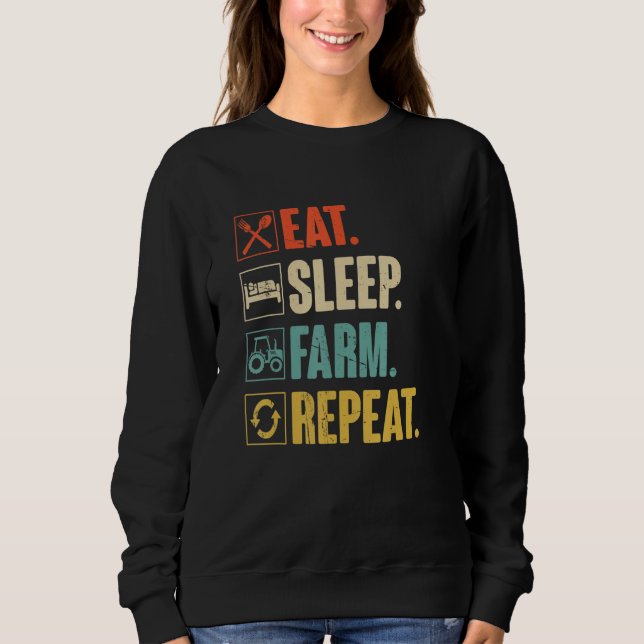 Sudadera Comer granjero de repetición de la granja de sueño (Anverso)