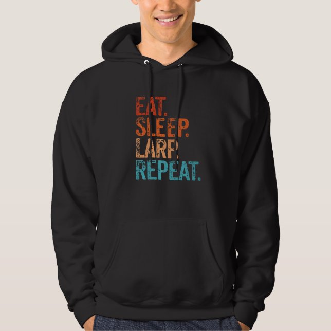 Sudadera Comer Larp Sleep Repetir Larping Funny Vintage (Anverso)