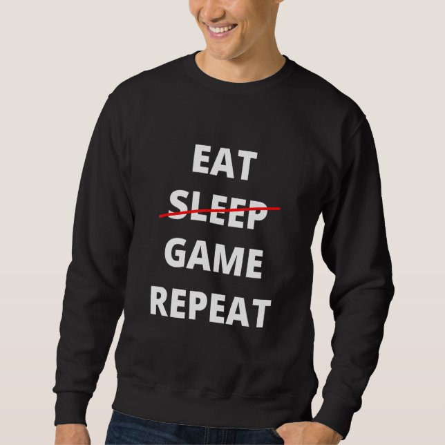 Sudadera Comer No Sleep Game Repetir Nerdy Gamer Gaming Add (Anverso)