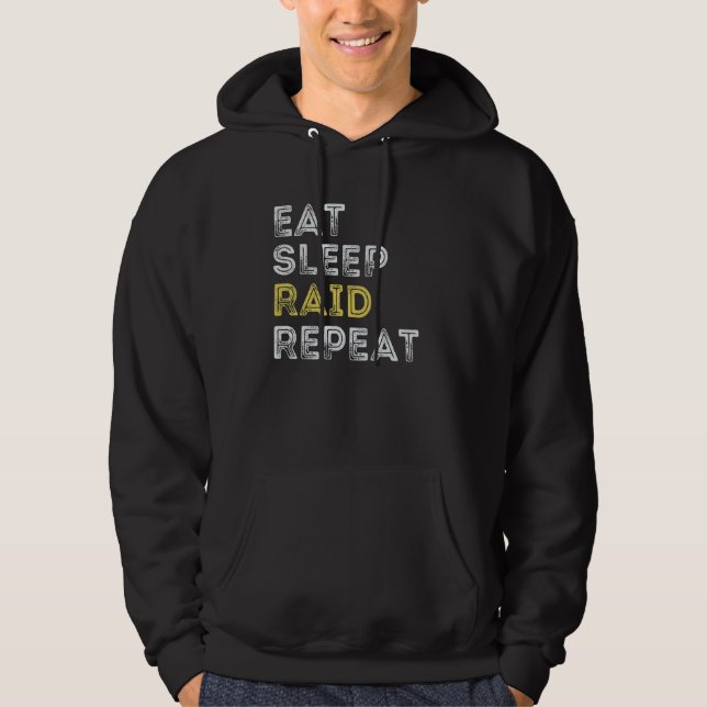 Sudadera Comer Raid Sleep Raid Repetir Video Gaming Wow RPG (Anverso)