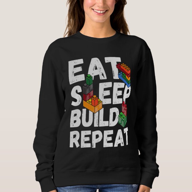 Sudadera Comer Sleep Build Repetir bloques de construcción  (Anverso)