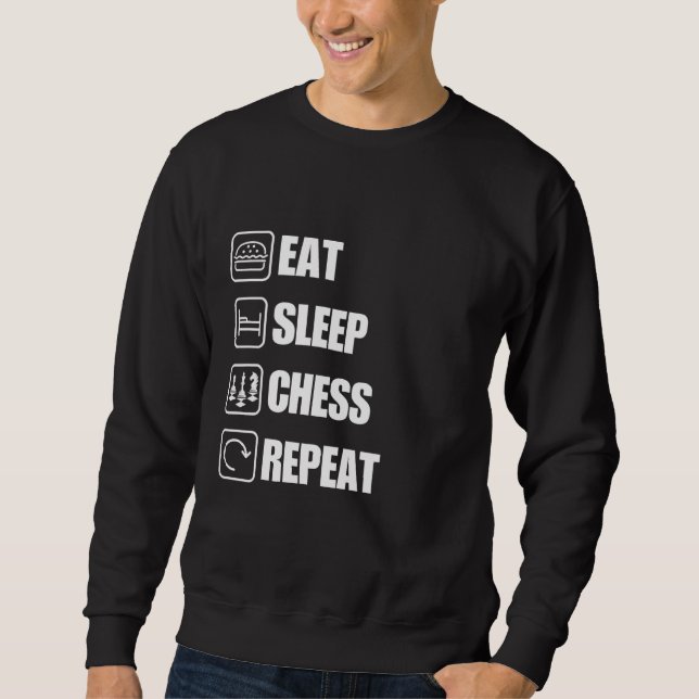 Sudadera Comer Sleep Chess Repetir Cita Graciosa (Anverso)