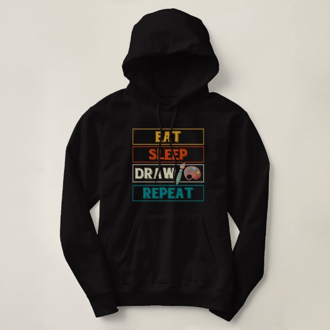 Sudadera Comer Sleep Draw Repetir Gratuito Dibujo Dooding D (Diseño del anverso)