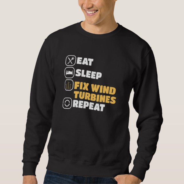 Sudadera Comer Sleep Fix Wind Turbine Technist Windmill (Anverso)