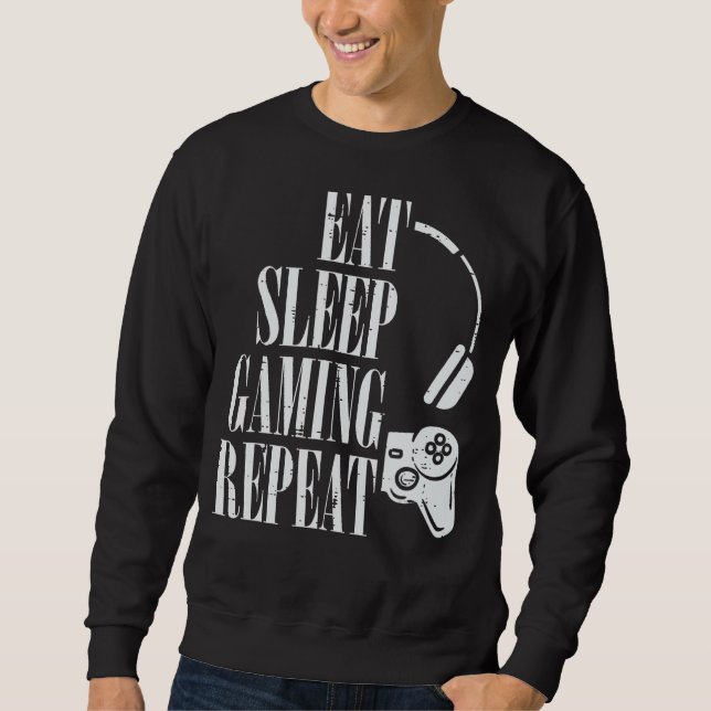Sudadera Comer Sleep Gaming Repetir Graciosos Jugadores Niñ (Anverso)