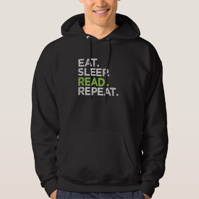 Sudadera Comer Sleep Leer Repetir libros de amor Leer (Anverso)