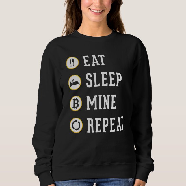Sudadera Comer Sleep Mine Repetir Criptodivisa Bitcoin Btc (Anverso)