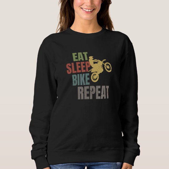 Sudadera Comer Sleep Repetir Motocross Retro (Anverso)