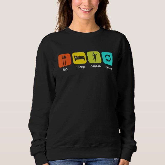 Sudadera Comer Sleep Smash Repetir el colorido Badminton Te (Anverso)