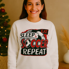 Sudadera Comer Sleep Soccer Repetir la camiseta - Negro y r