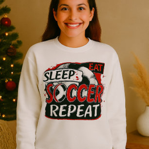 Sudadera Comer Sleep Soccer Repetir la camiseta - Negro y r