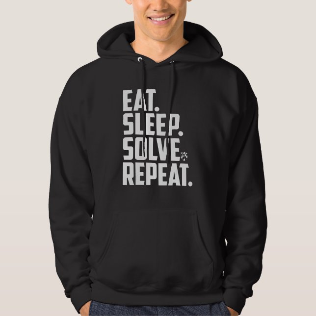 Sudadera Comer Sleep Solve Repetir Cubo De Cubo De Velocida (Anverso)