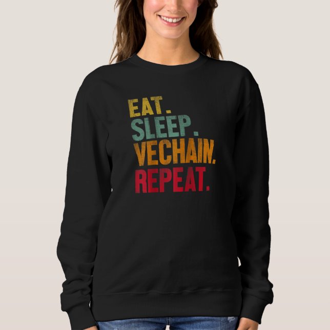 Sudadera Comer Sleep Vechain Repetir Cryptocurrency Vech (Anverso)