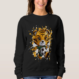 Sudadera Cómic De Tigre Jugando Fútbol