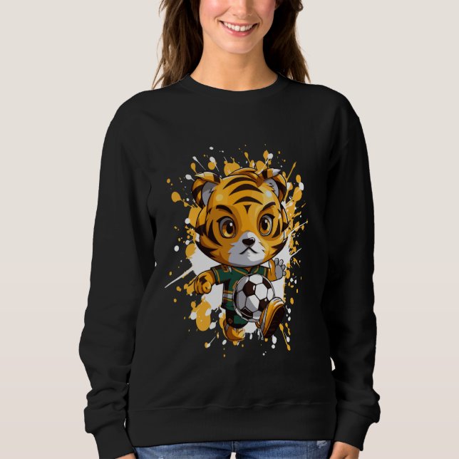 Sudadera Cómic De Tigre Jugando Fútbol (Anverso)