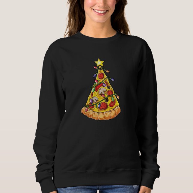 Sudadera Comida de pizza ligera de árbol de Navidad diverti (Anverso)