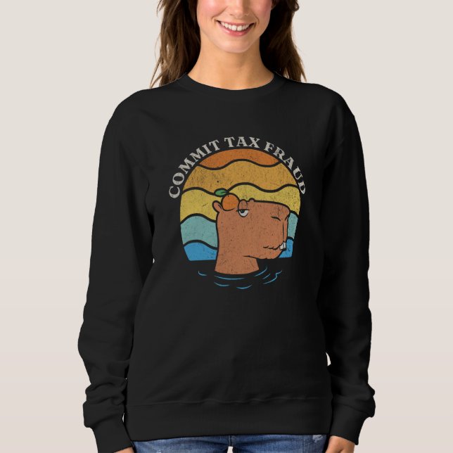 Sudadera Commit Tax Fraud Tax Season Capybara Orange Retro (Anverso)