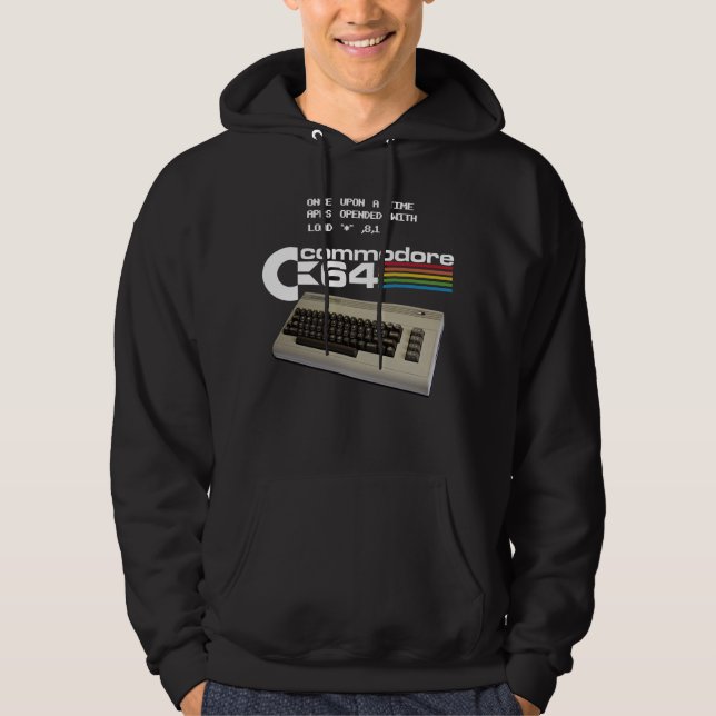 Sudadera Commodore 64 C64 Logo Computer with Quote Load, 8, (Anverso)