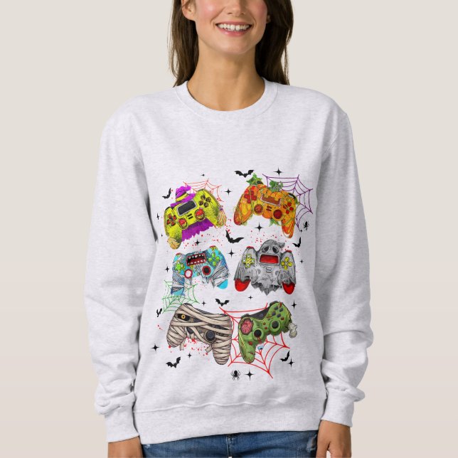 Sudadera Cómnito de camiseta divertida Gamer Halloween (Anverso)