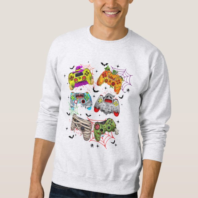 Sudadera Cómnito de camiseta divertida Gamer Halloween (Anverso)
