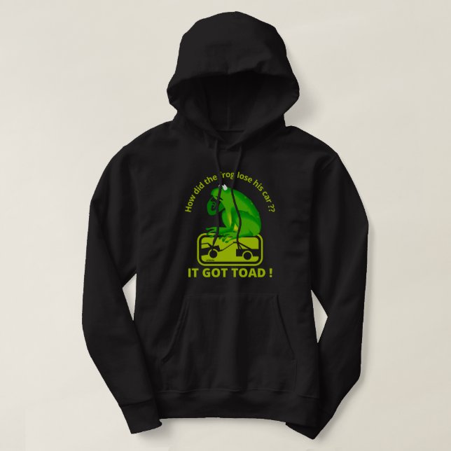 SUDADERA ¿CÓMO PERDIÓ EL FROG SU AUTO? ¡SE HA TOCADO! (Diseño del anverso)