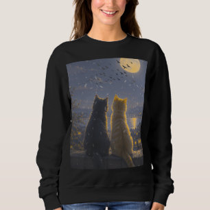 Sudadera Compañeros bajo la luz de la luna – Dos gatos bajo