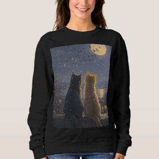 Sudadera Compañeros bajo la luz de la luna – Dos gatos bajo