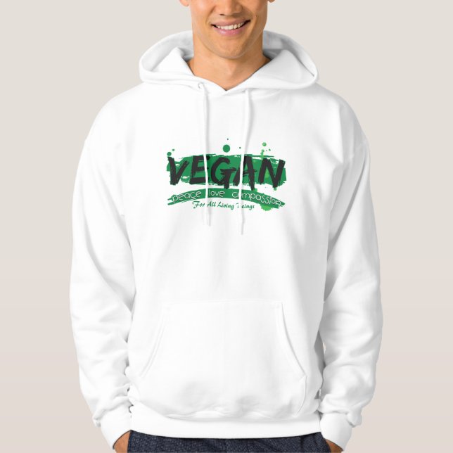 Sudadera Compasión del amor de la paz del vegano (Anverso)