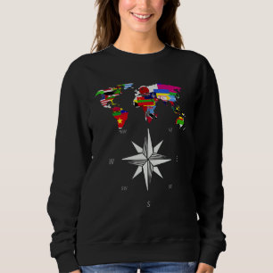 Sudadera Compass Country Flags World Map Travelling World F