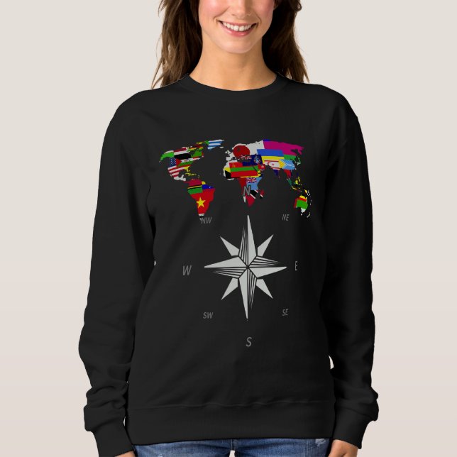 Sudadera Compass Country Flags World Map Travelling World F (Anverso)