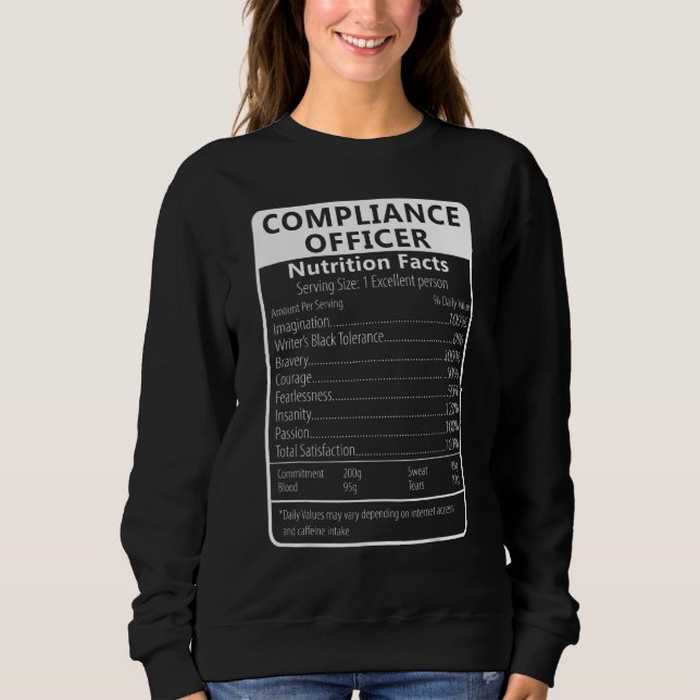 Sudadera Compliance Officer Nutrition Facts Sarcastic (Anverso)