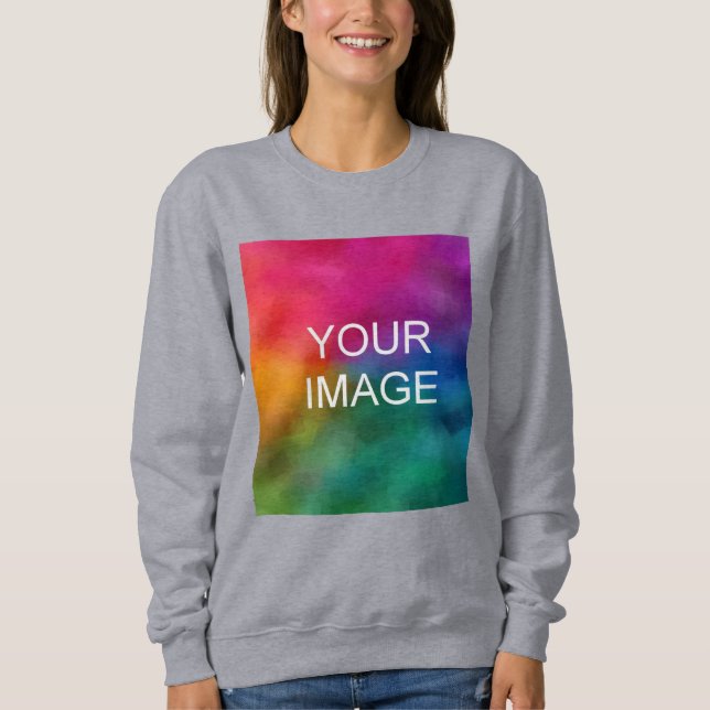 Sudadera Comprar en línea subir foto a mujer moderno gris (Anverso)