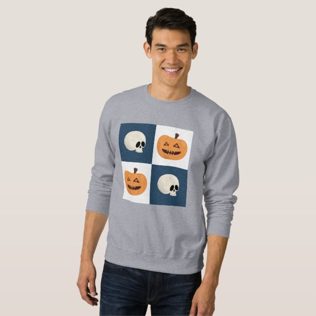 Sudadera Comprobaciones de calaveras y calabazas (Anverso completo)