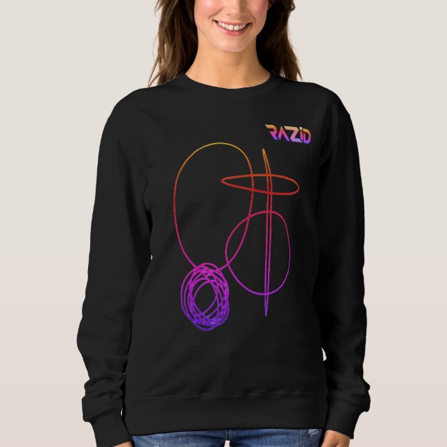 Sudadera con arte de línea abstracta RAZID (Anverso)