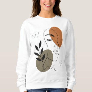 Sudadera con arte de línea de rostro abstracto mod