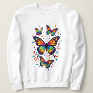 Sudadera con arte de mariposa colorida