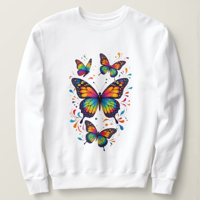 Sudadera con arte de mariposa colorida (Anverso del diseño)