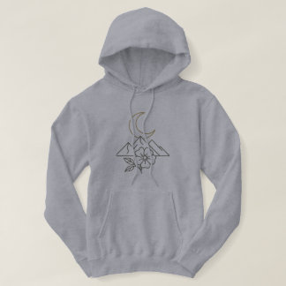 Sudadera con arte minimalista de montaña y luna