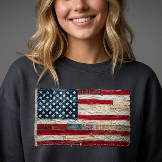 Sudadera con bandera estadounidense de patchwork v