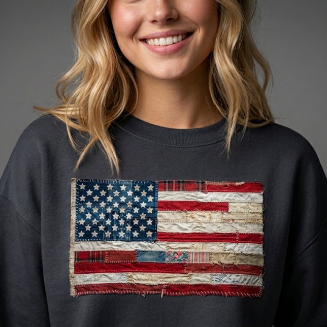 Sudadera con bandera estadounidense de patchwork v (Subido por el creador)