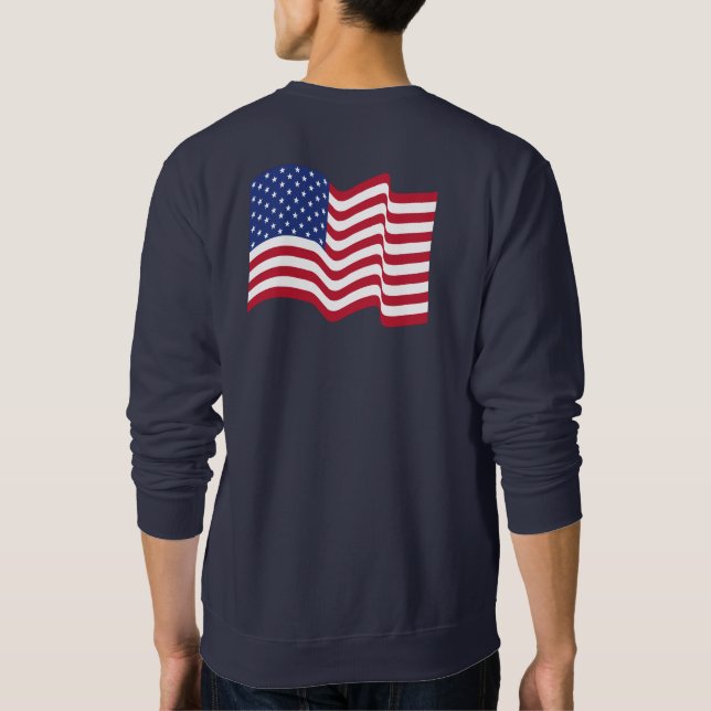 Sudadera con bandera estadounidense ondeando (Reverso)
