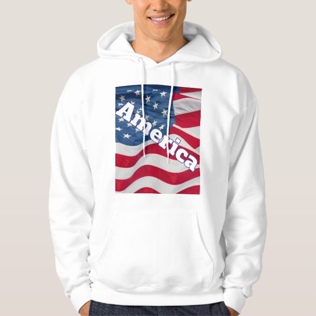 Sudadera con bandera ondeando de América (Anverso)