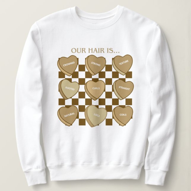 Sudadera con Cabello Negro de Corazones de Caramel (Anverso del diseño)