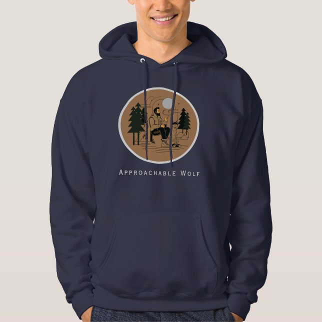 Sudadera con capucha ApproachableWolf (Azul) de JH (Anverso)