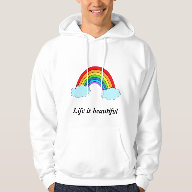 Sudadera con capucha arcoíris personalizada | Nomb (Anverso)